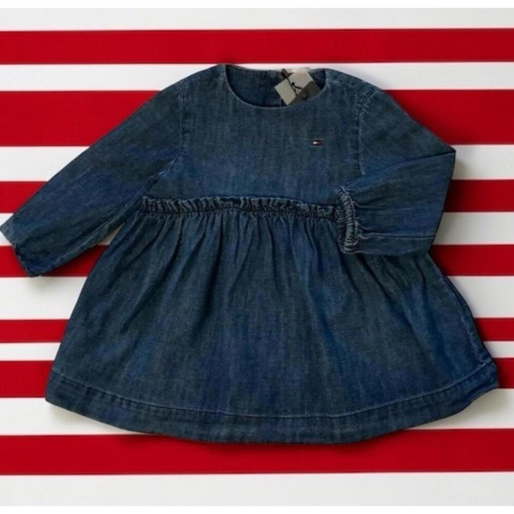 TOMMY HILFIGER GIRL'S DENIM JEANS DRESS SIZE 12 M